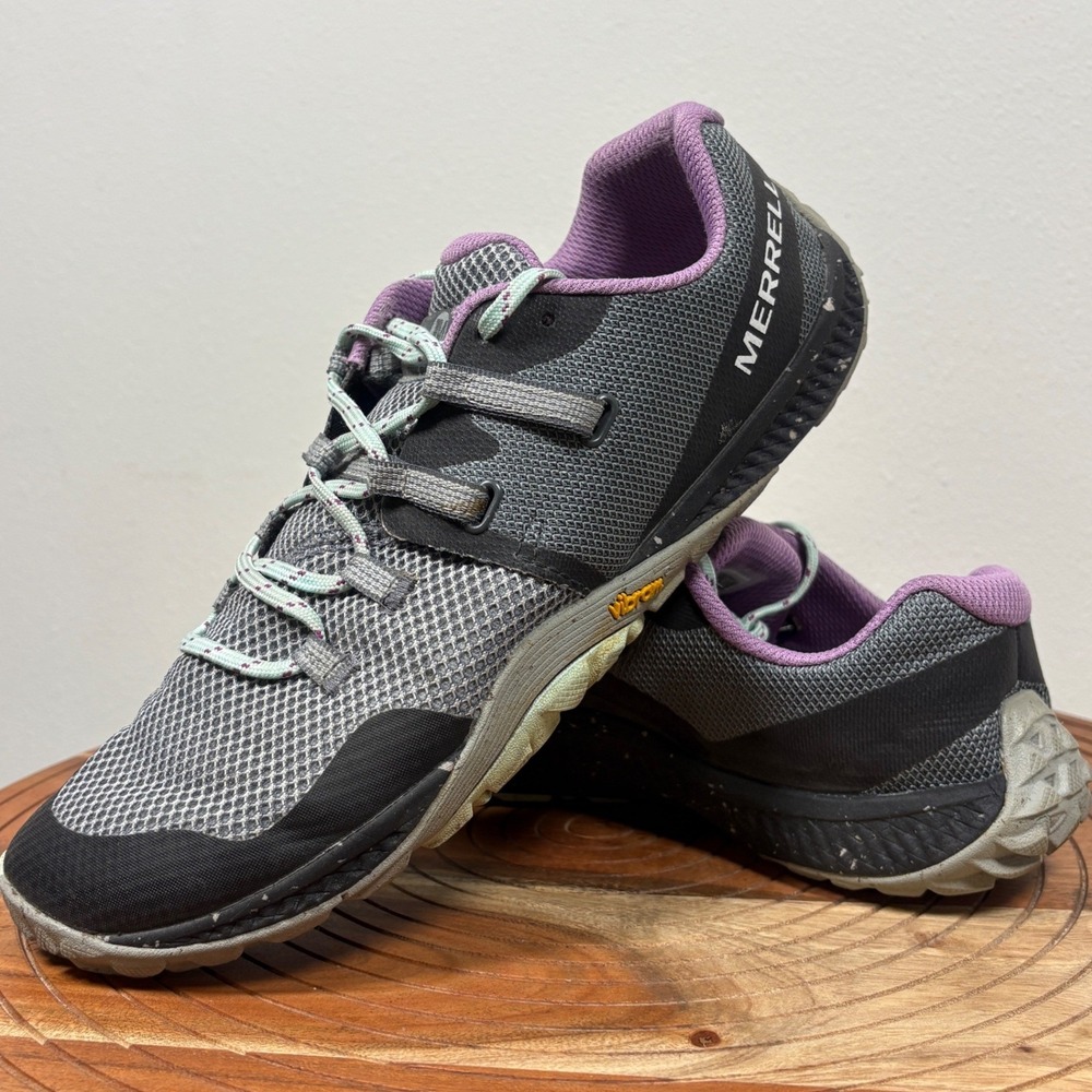 Merrell Trail Glove 6 Womens 9 Grey Black Purple Barefoot Running Shoes J066830